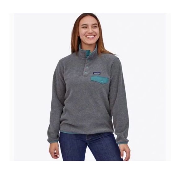 Patagonia Synchilla T-snap Fleece Sweatshirt Pullover Gray Warm Medium M‎ Womens - Picture 1 of 9